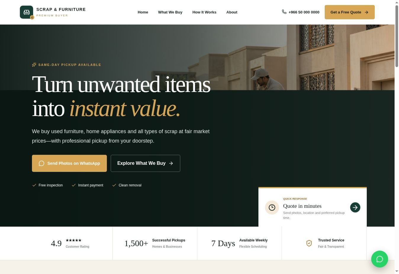 Premium Scrap & Used Furniture Buyer WordPress Website